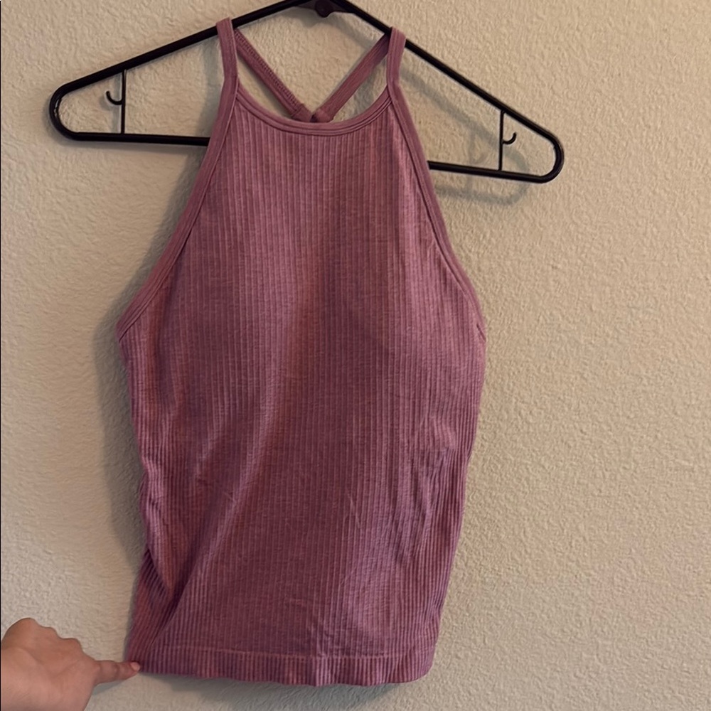 Women's Pink Ribbed Halter Top